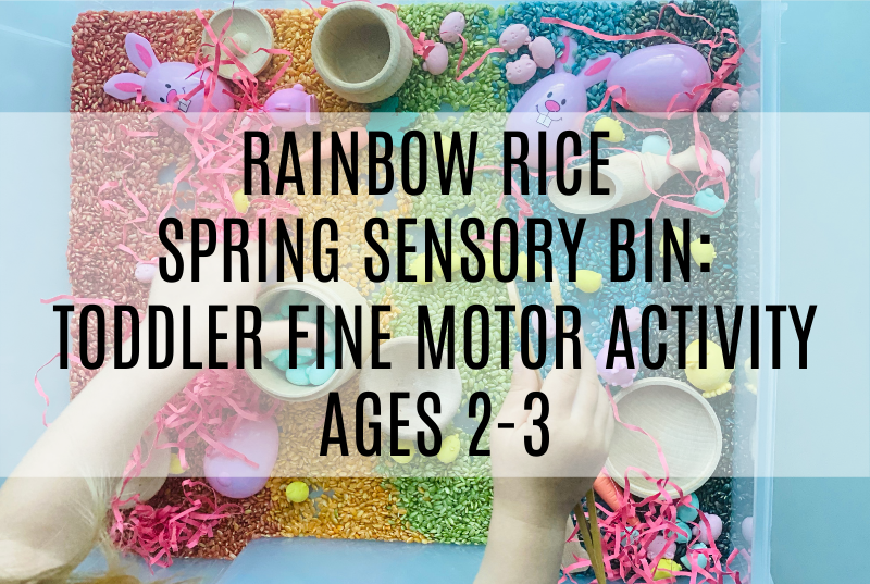 Rainbow Rice Spring Sensory Bin: Toddler Fine Motor Activity Ages 2-3